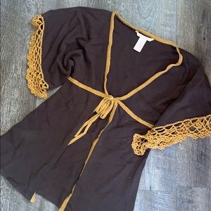 Anthropologie Crochet Butterfly-sleeve Sweater